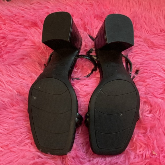 Nine West Grayce faux croc strappy chunk heel square toe shoes size 8 - Picture 10 of 12